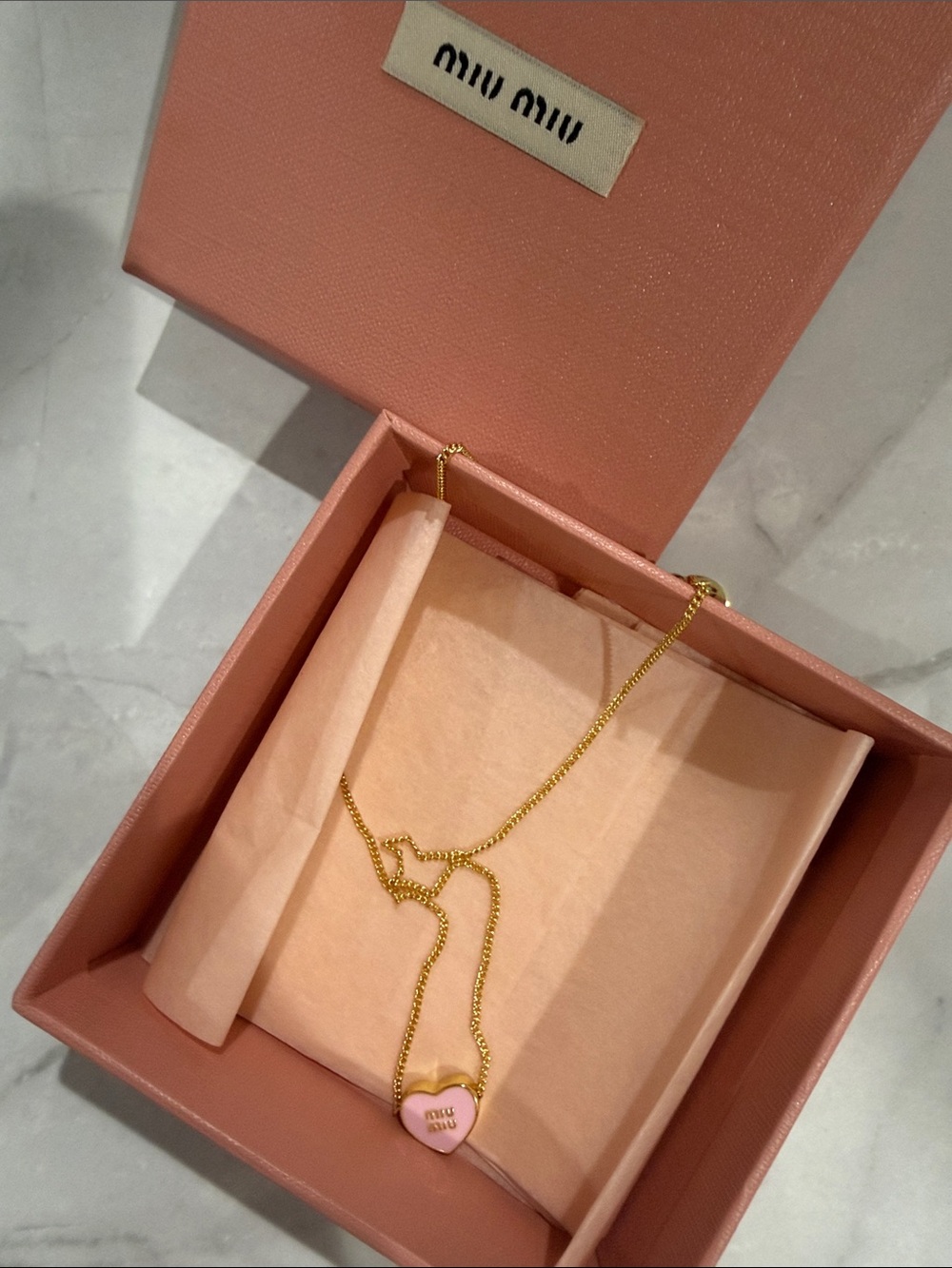 Pink and Gold Tone Heart Pendant Necklace